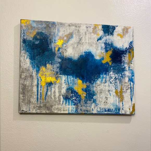 Original canvas abstract artwork 16”x20” Navy Veins I - Picture 2 of 8